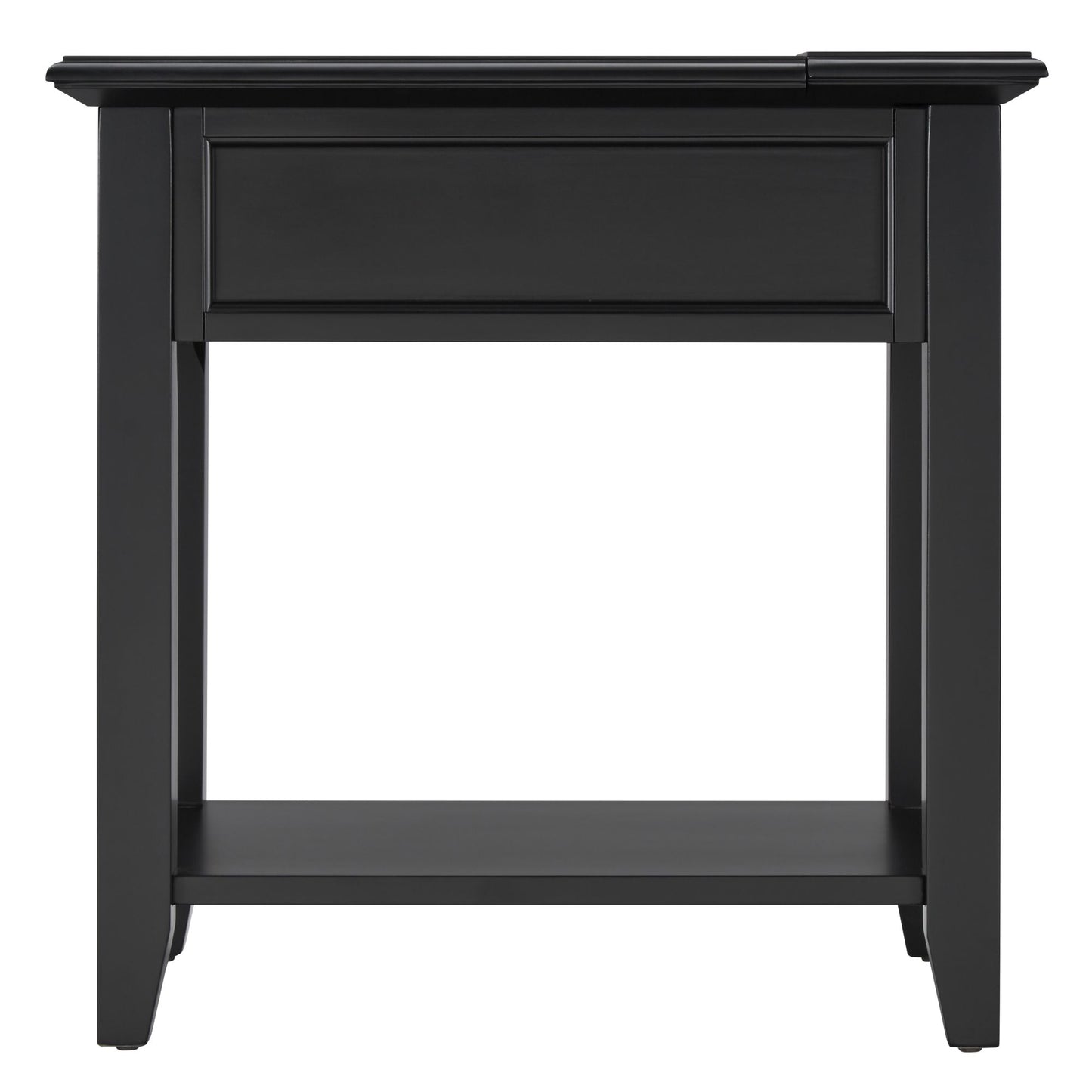 1-Drawer Side Table with Charging Station - Black