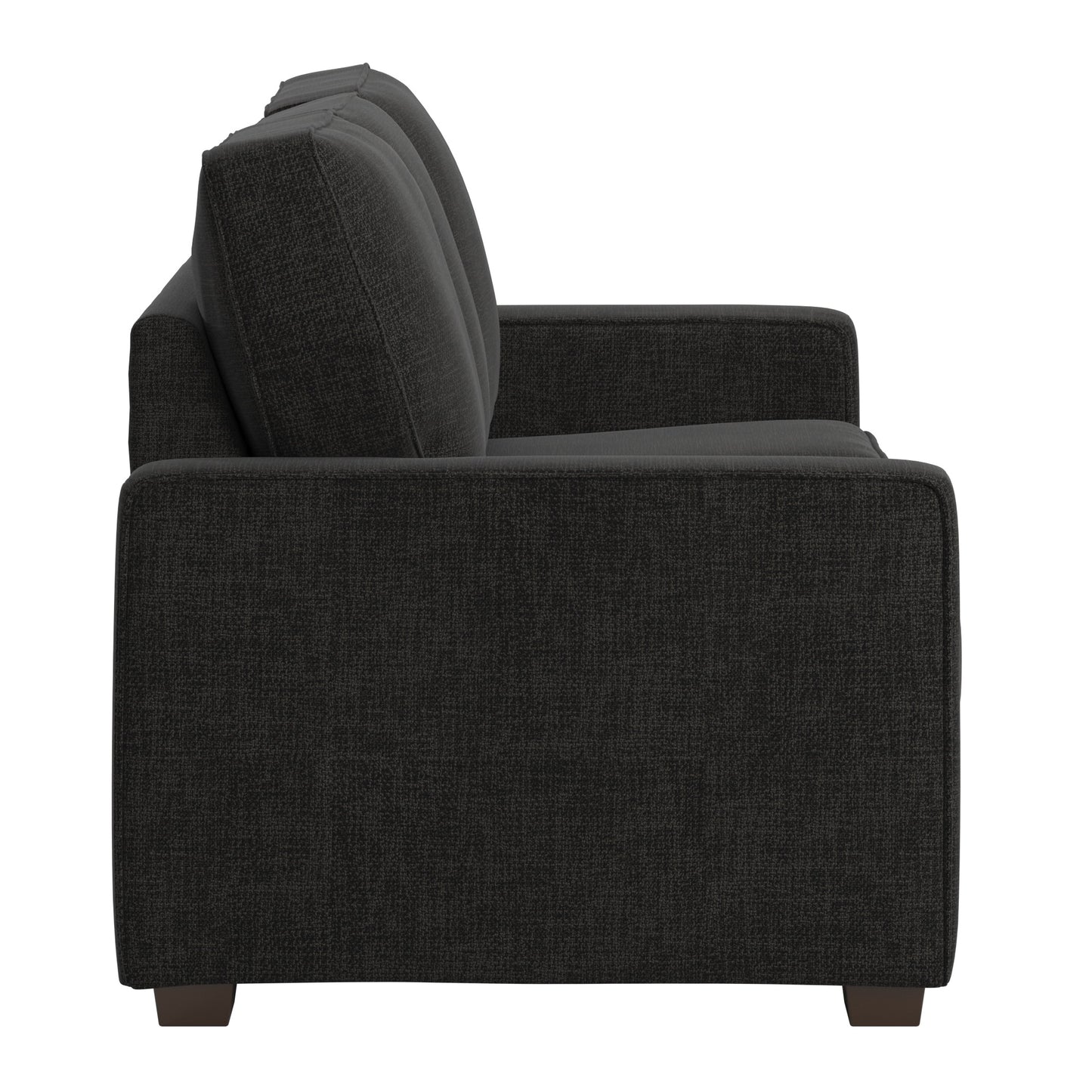 Modern Fabric Upholstered Square Arm Sofa - Sofa, Black Woven Fabric