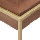 Natural Finish Gold Metal 1-Drawer Desk