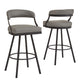 Black Finish Metal Vegan Leather Swivel Chair (Set of 2) - 29 in. Bar Height, Gray