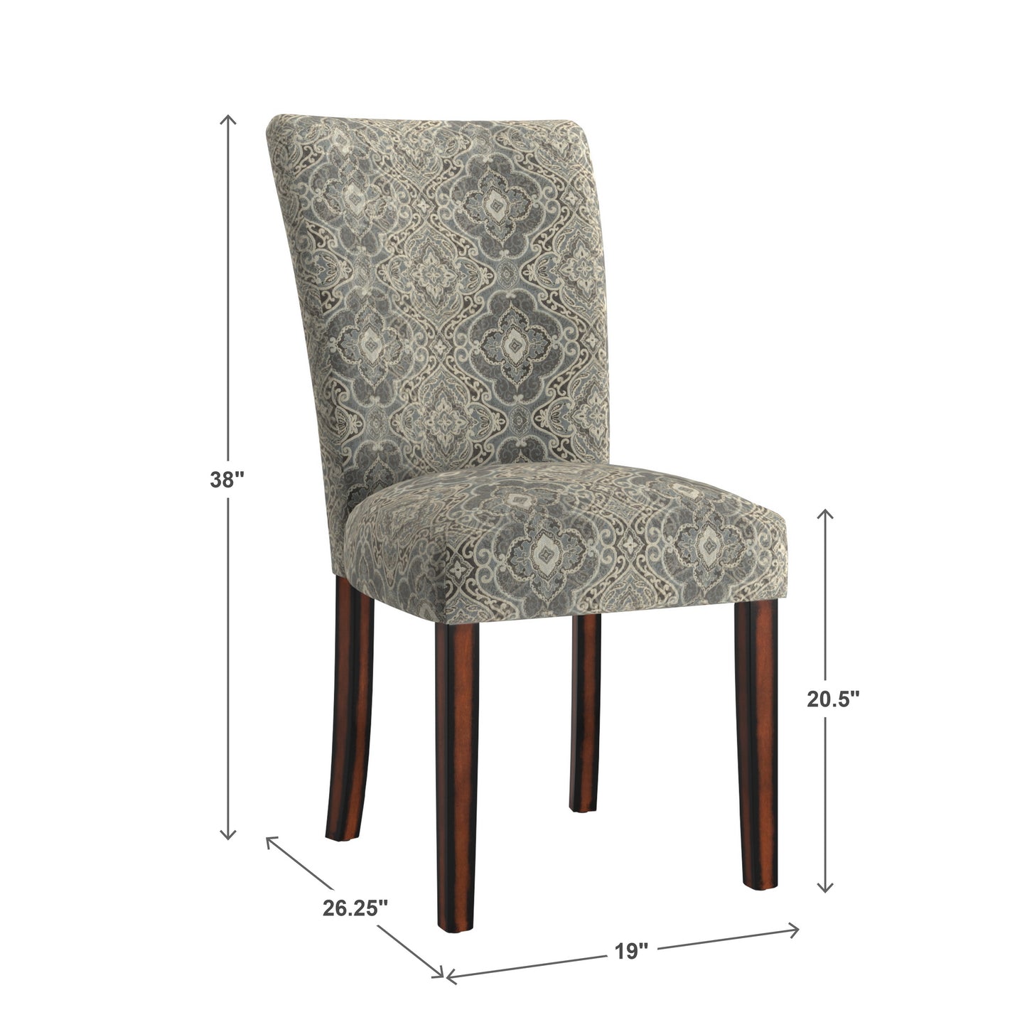 Print Parsons Dining Side Chairs (Set of 2) - Espresso Finish, Blue Print Fabric