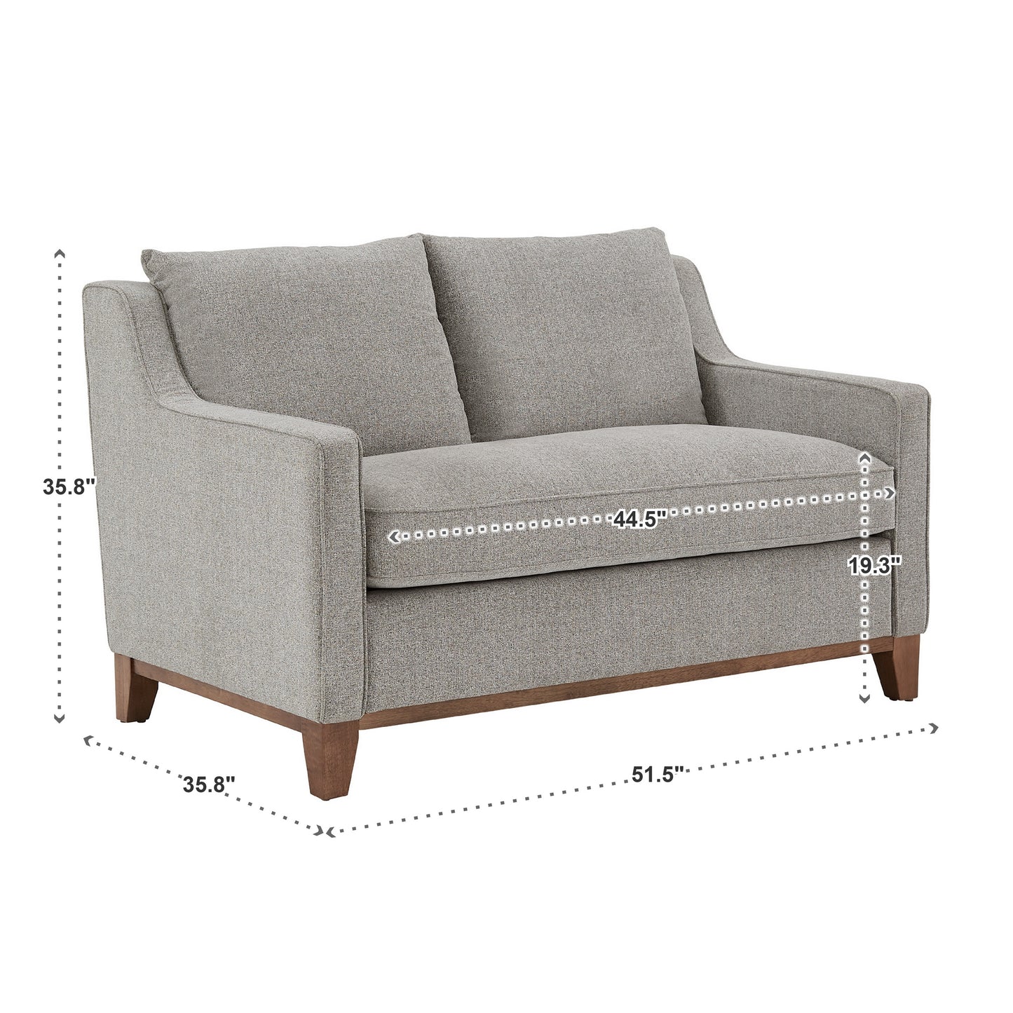 Fabric Loveseat with Down Feather Cushions - Gray