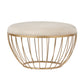 Fabric Upholstered Round Ottoman - Beige Linen