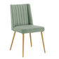 Gold Finish Fabric Dining Chairs (Set of 2) - Light Green Fabric