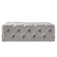 Rectangular Tufted Ottoman with Casters - Gray Velvet