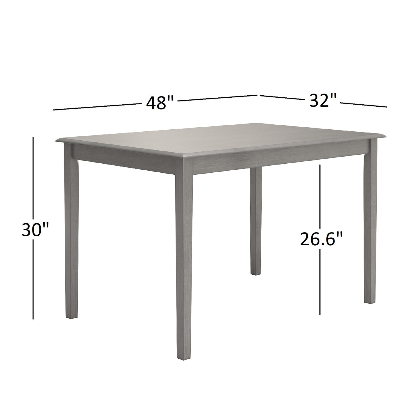 Oak Wood Finish 48-inch Rectangle Dining Set - Antiqua Gray Finish, Laddar Back Chairs