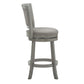 Upholstered Back Swivel Stool - 24" Counter Height, Antique Gray Finish, Gray Linen