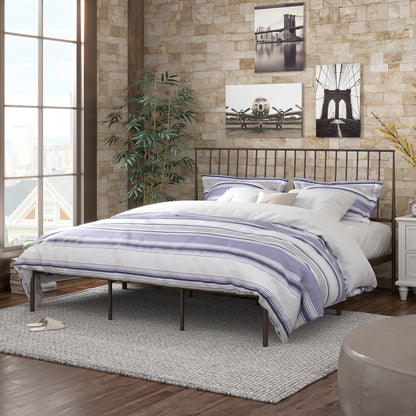 Metal Platform Bed with Curved Metal Headboard (King Size)