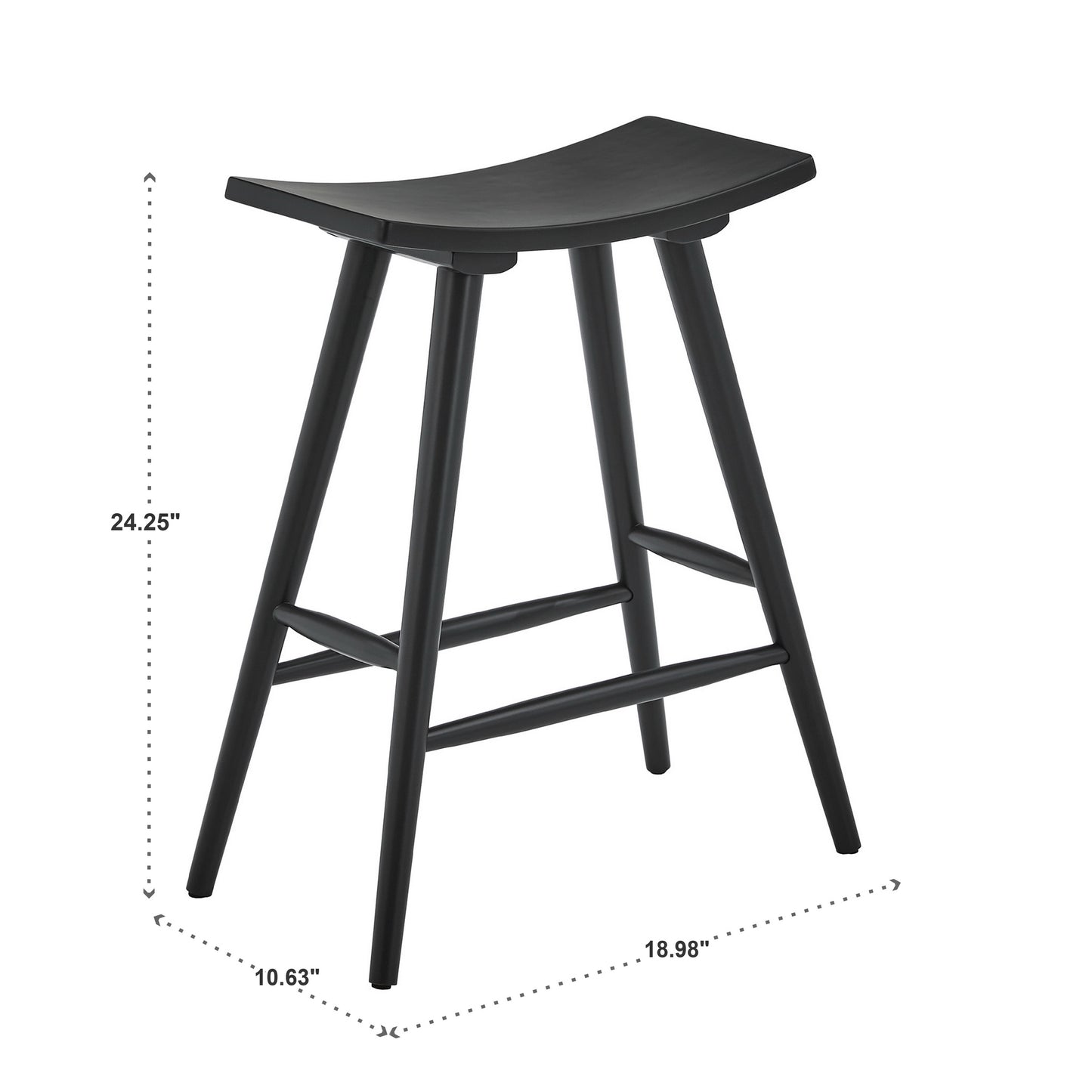 Solid Wood 24" Counter Stool (Set of 2) - Vulcan Black