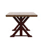 78-inch Oak Top Dining Table With X-Base - Oak Top with Berry Red Base