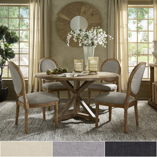 Round 5-Piece Dining Set - Dark Gray Linan, Round Chair Backs