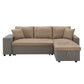 Multifunctional Two-Tone Fabric Convertible Chaise Sofa with Two Ottomans, Two Pillows, and Storage - Brown