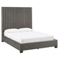 Tufted Solid Wood and Upholstered Platform Bed - Gray Velvet, Queen