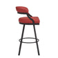 Black Finish Metal Vegan Leather Swivel Chair (Set of 2) - 29 in. Bar Height, Red