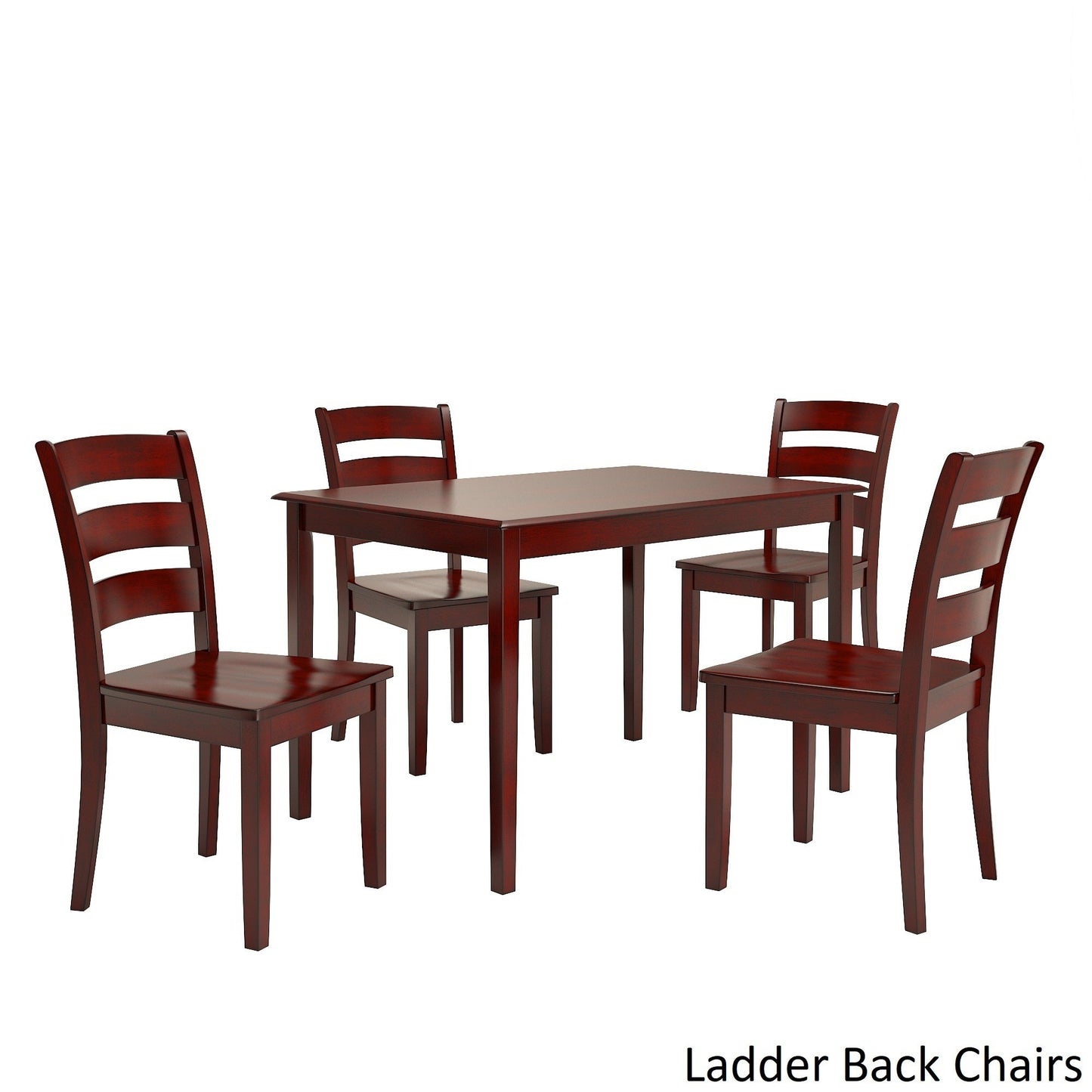 Oak Wood Finish 48-inch Rectangle Dining Set - Antique Berry Red Finish, Ladder Back Chairs