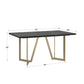 Black and Distressed Gold Finish Dining Set - 5-Piaca Sat, Flint Gray Upholstarad Chairs