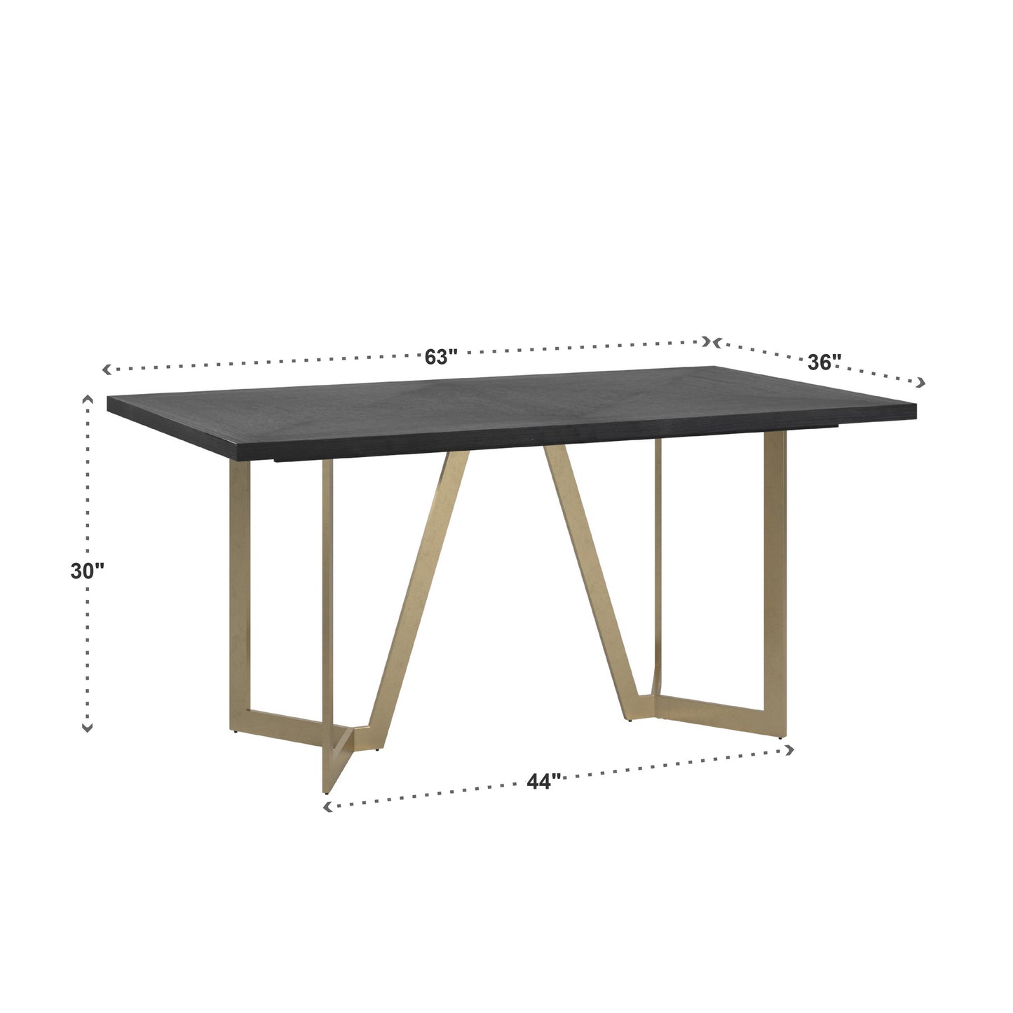 Black and Distressed Gold Finish Dining Set - 5-Piaca Sat, Flint Gray Upholstarad Chairs