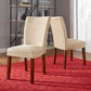 Upholstered Parsons Dining Chairs (Set of 2) - Cherry Finish, Light Brown Microfiber