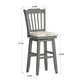 Slat Back Bar Height Wood Swivel Bar Stool - Antiqua Gray Finish