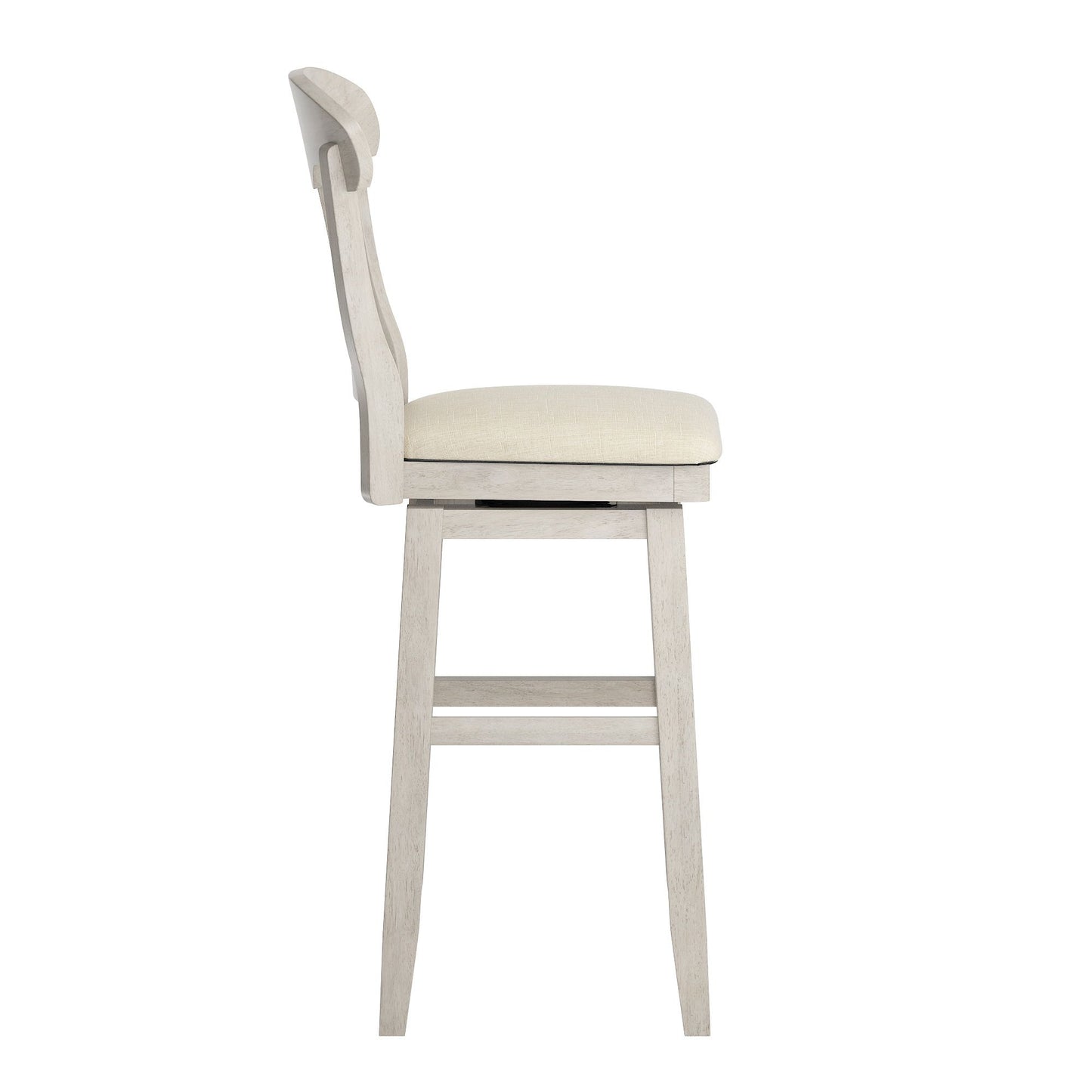 Napoleon Back Wood Swivel Bar Stool - Antique White Finish