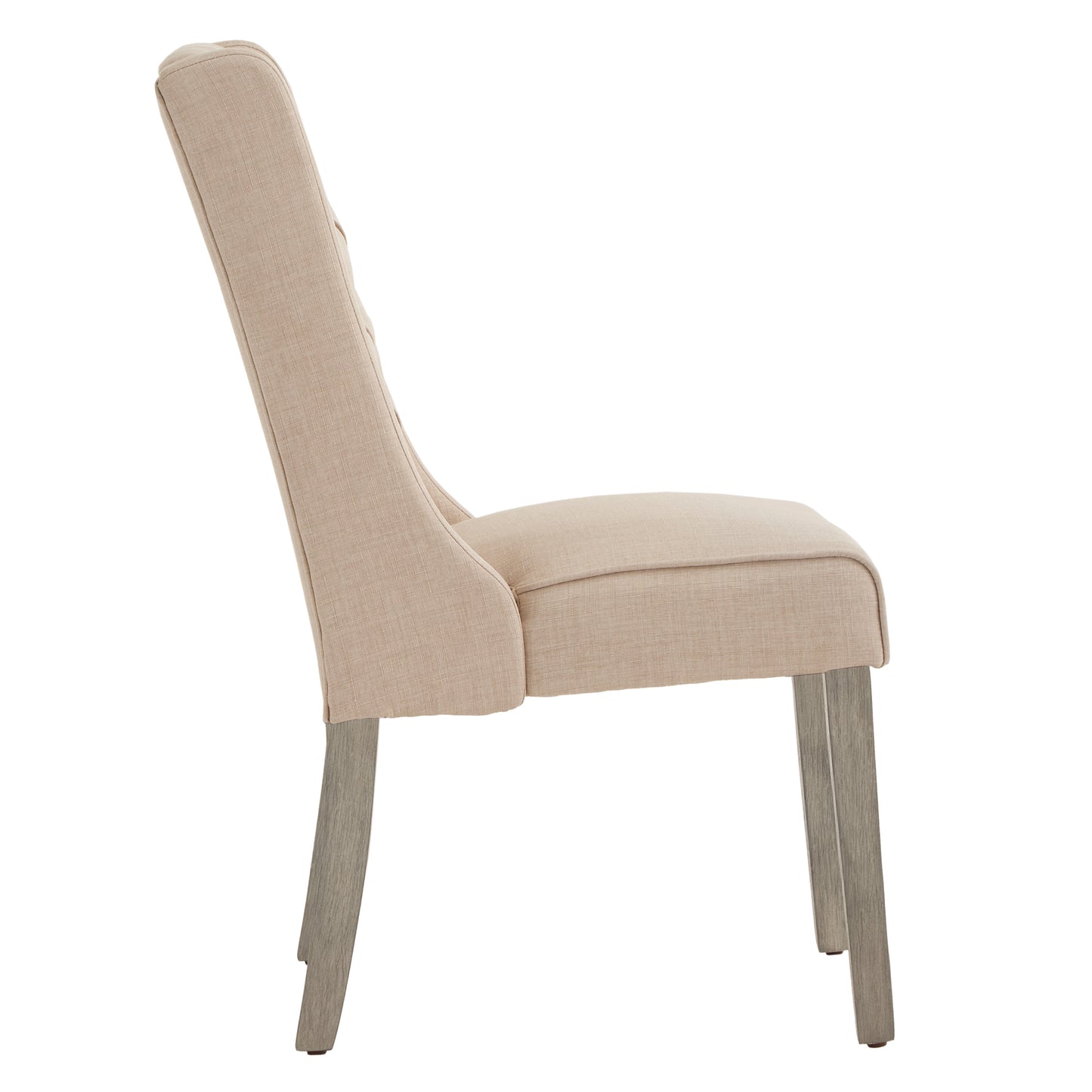 Tufted Linen Upholstered Side Chairs (Set of 2) - Beige Linen