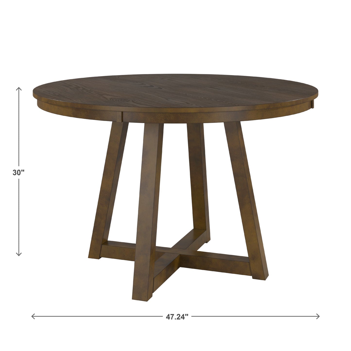 Wood Finish Fixed Top Round Dining Table - 47", Walnut