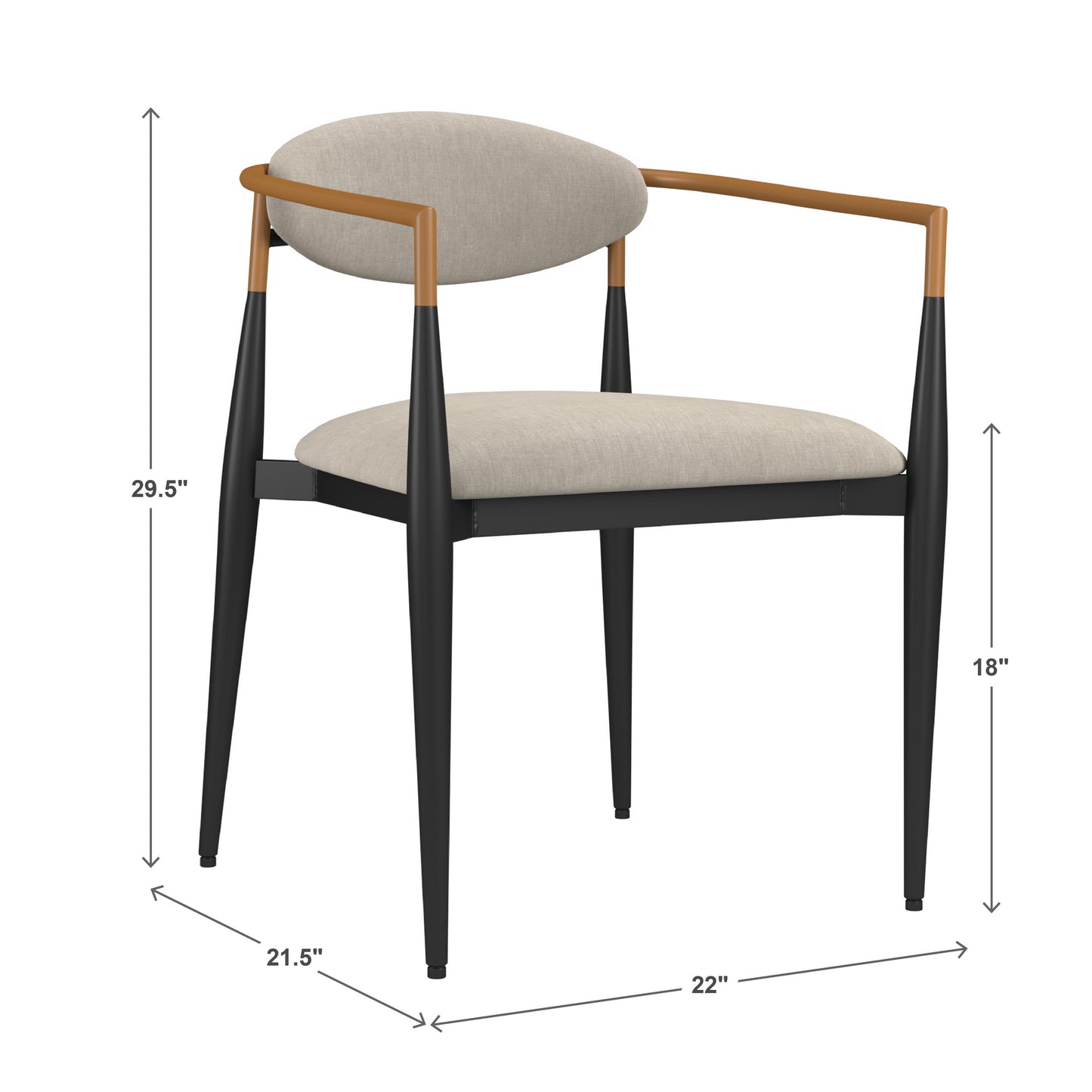 Mid-century Modern Dining Chair with Two-tone Copper & Black Finish (Set of 2) - Beige