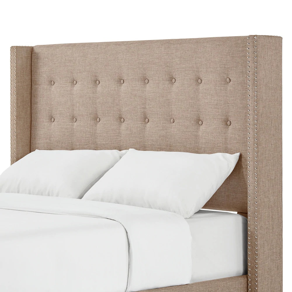 Linen Wingback Headboard - Beige Linen, King