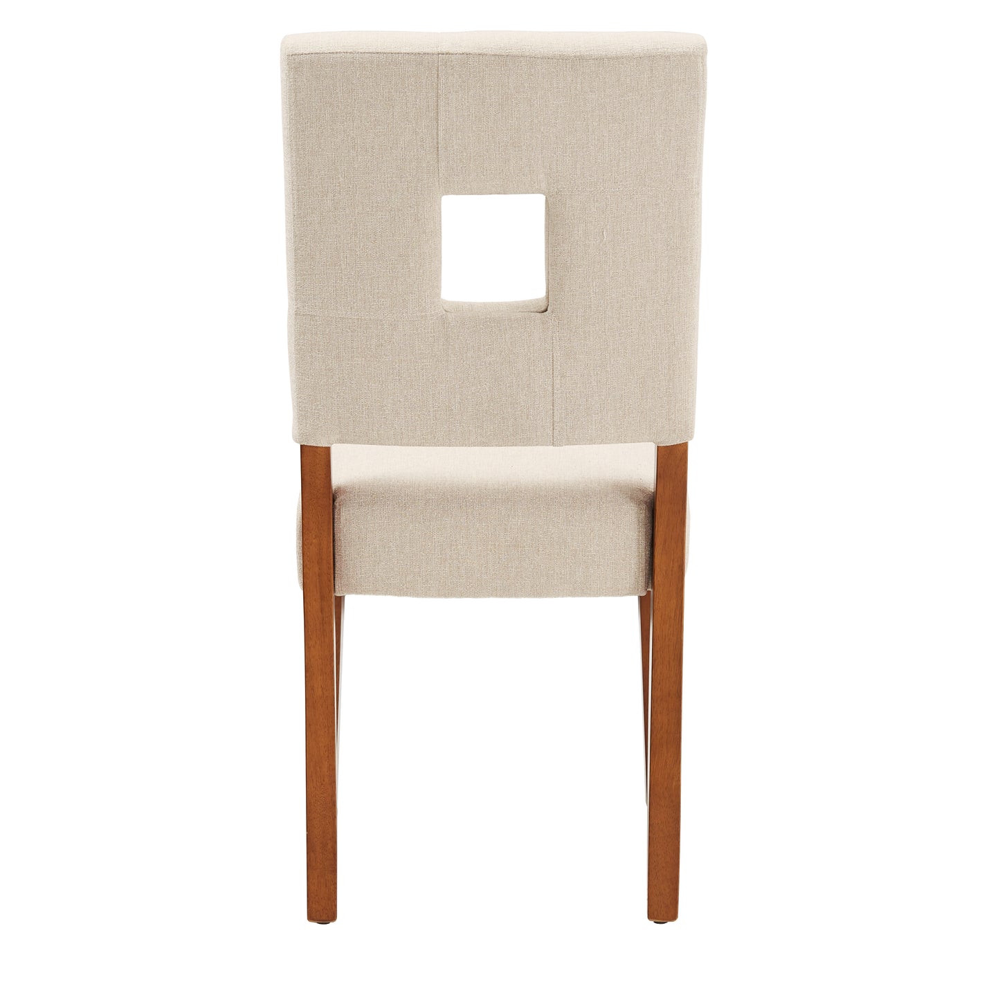 Upholstered Fabric Keyhole Dining Chairs (Set of 2) - Beige