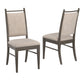 Wood Finish Beige Fabric Dining Chair (Set of 2) - Gray