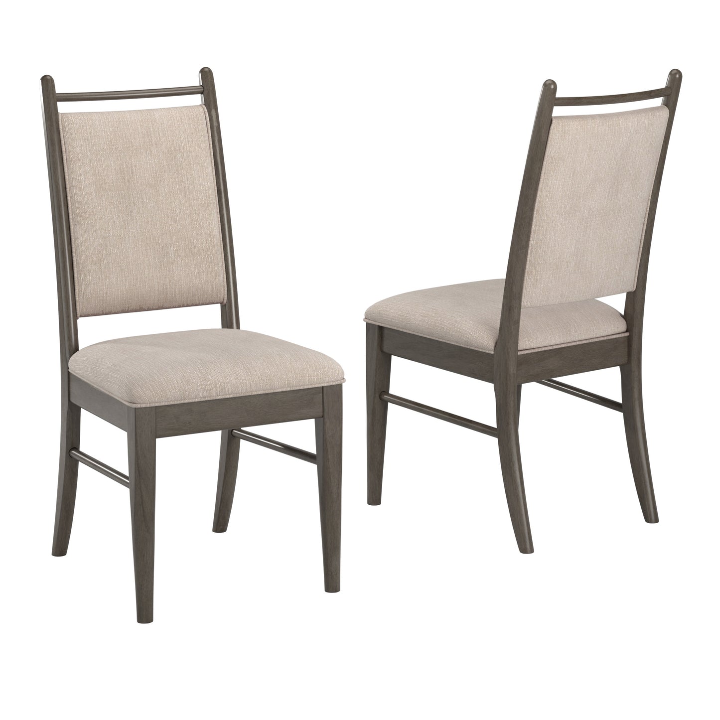 Wood Finish Beige Fabric Dining Chair (Set of 2) - Gray