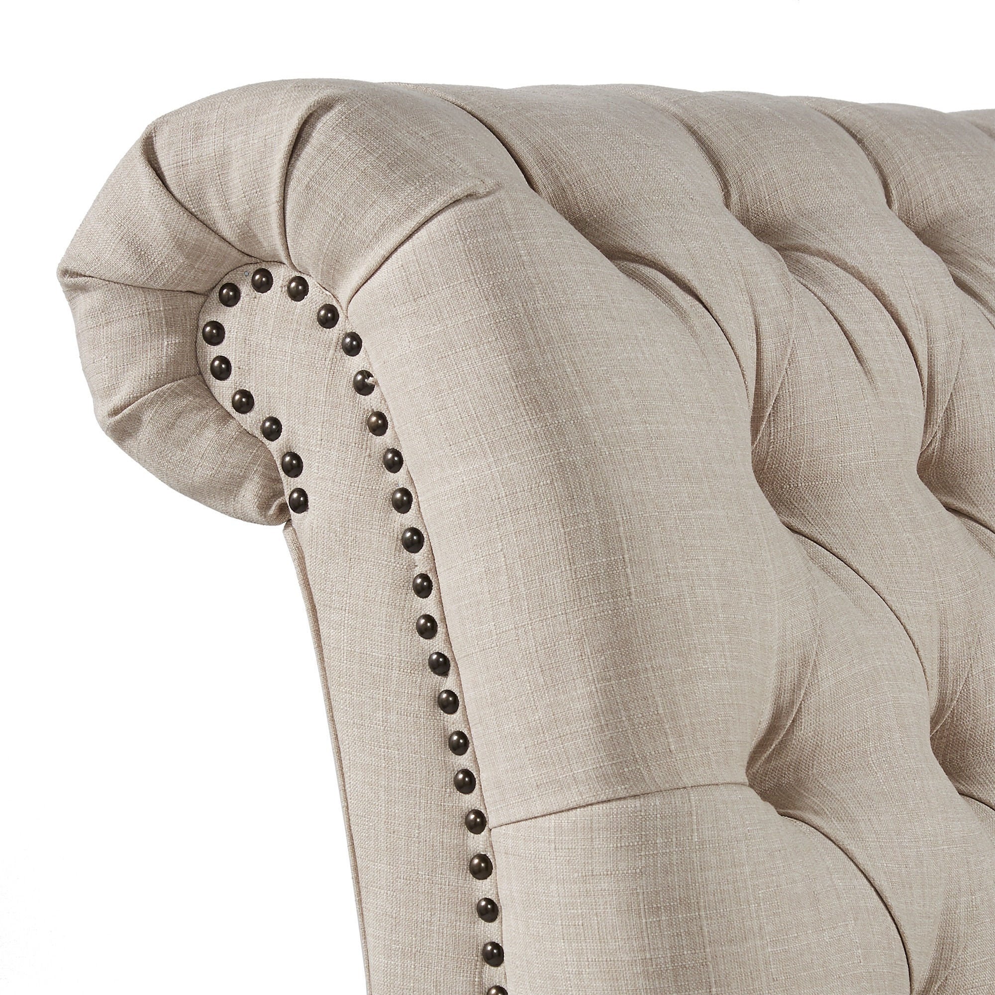 Tufted Oversized Chaise Lounge - Beige Linen