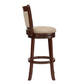 Upholstered Back Swivel Stool - 29" Bar Height, Cherry Finish, Beige Linen