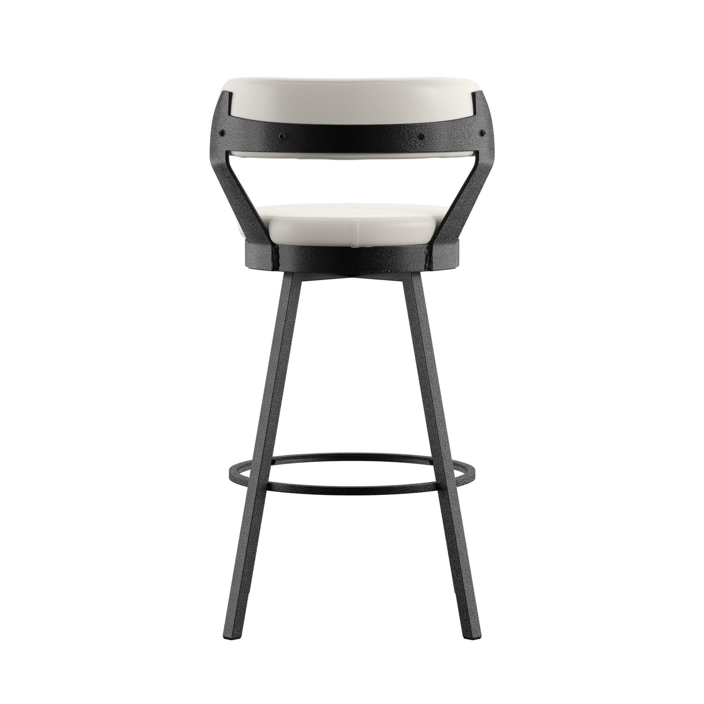 Faux Leather Metal Swivel 29" Bar Height Stools (Set of 2) - White