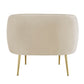 Brass Finish Velvet Upholstered Accent Chair - Beige