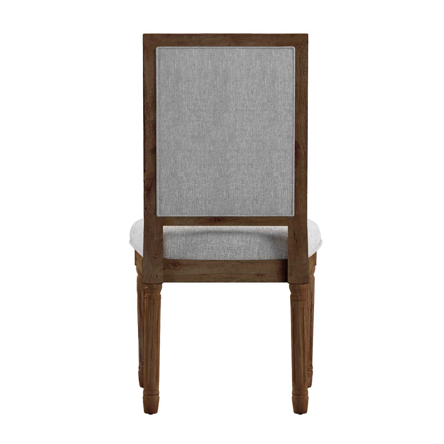 Rectangular Linen and Wood Dining Chairs (Set of 2) - Gray Linen, Brown Finish