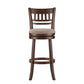 Lattice Back 29"H Swivel Bar Stool - Dark Charry Finish, Gray Linan