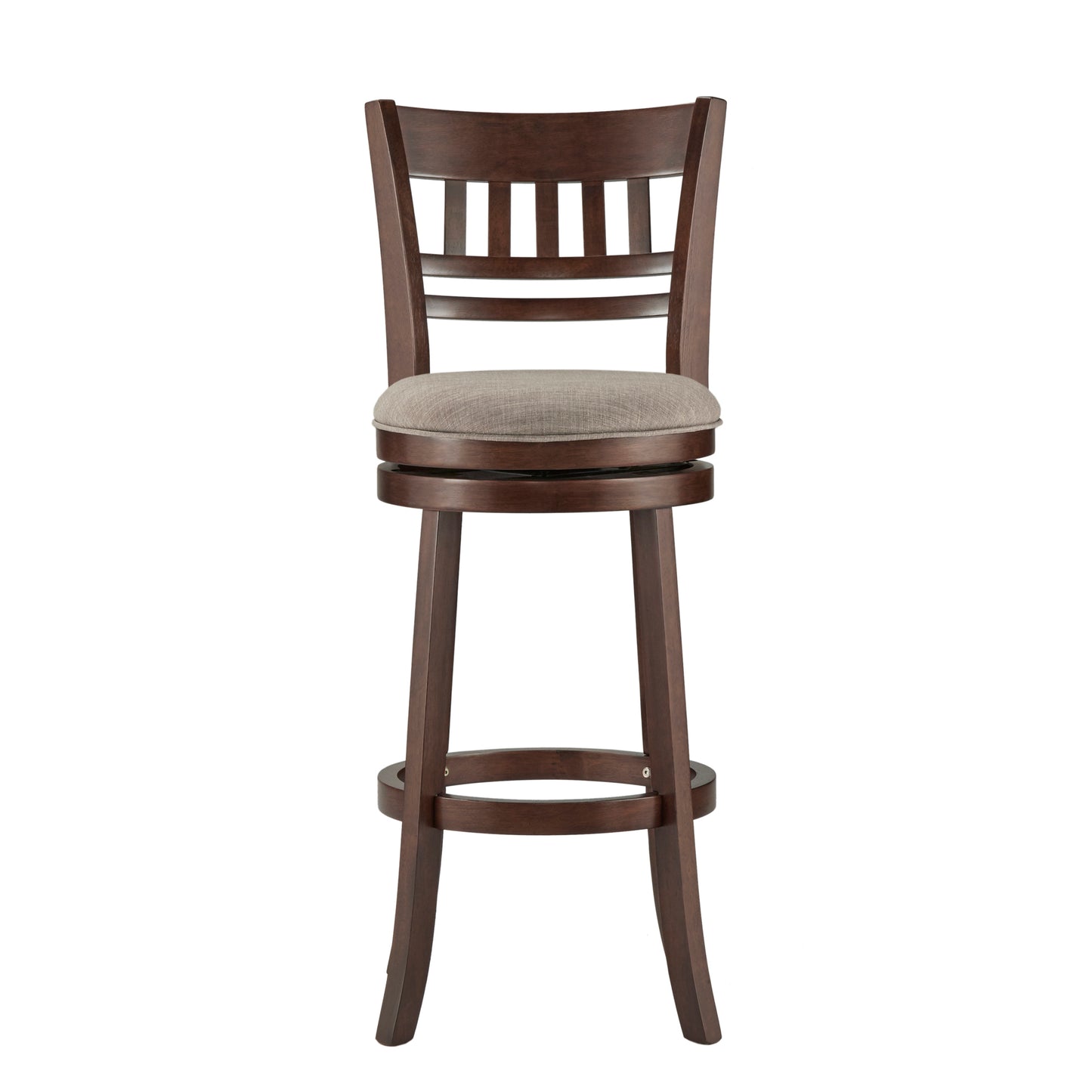 Lattice Back 29"H Swivel Bar Stool - Dark Charry Finish, Gray Linan