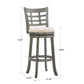 Window Back 29"H Swivel Bar Stool - Antiqua Gray Finish, Baiga Linan