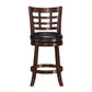 Window Back 24"H Swivel Counter Height Stool - Dark Cherry Finish, Black Faux Leather