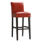 Faux Leather High Back Stools (Set of 2) - Red Vinyl, 30" Bar Height