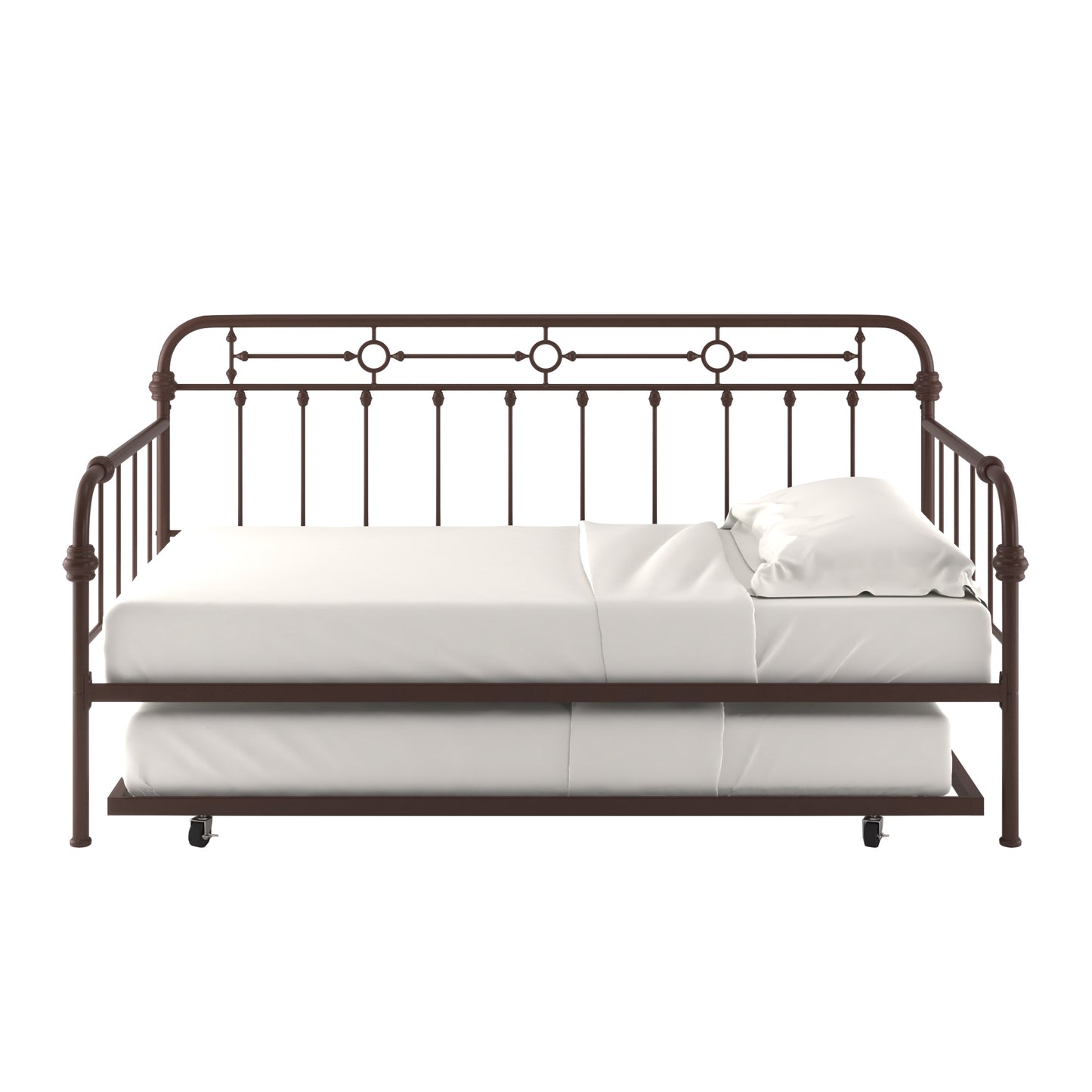 Antique Dark Bronze Metal Daybed - Twin Size with Trundle Bed