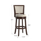 Upholstered Back Swivel Stool - 29" Bar Height, Dark Cherry Finish, Beige Linen