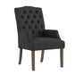 Light Distressed Natural Finish Linen Tufted Dining Chair - Dark Gray Linen