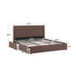 Tufted Linen Headboard Storage Platform Bed - Brown Linen, King (King Size)