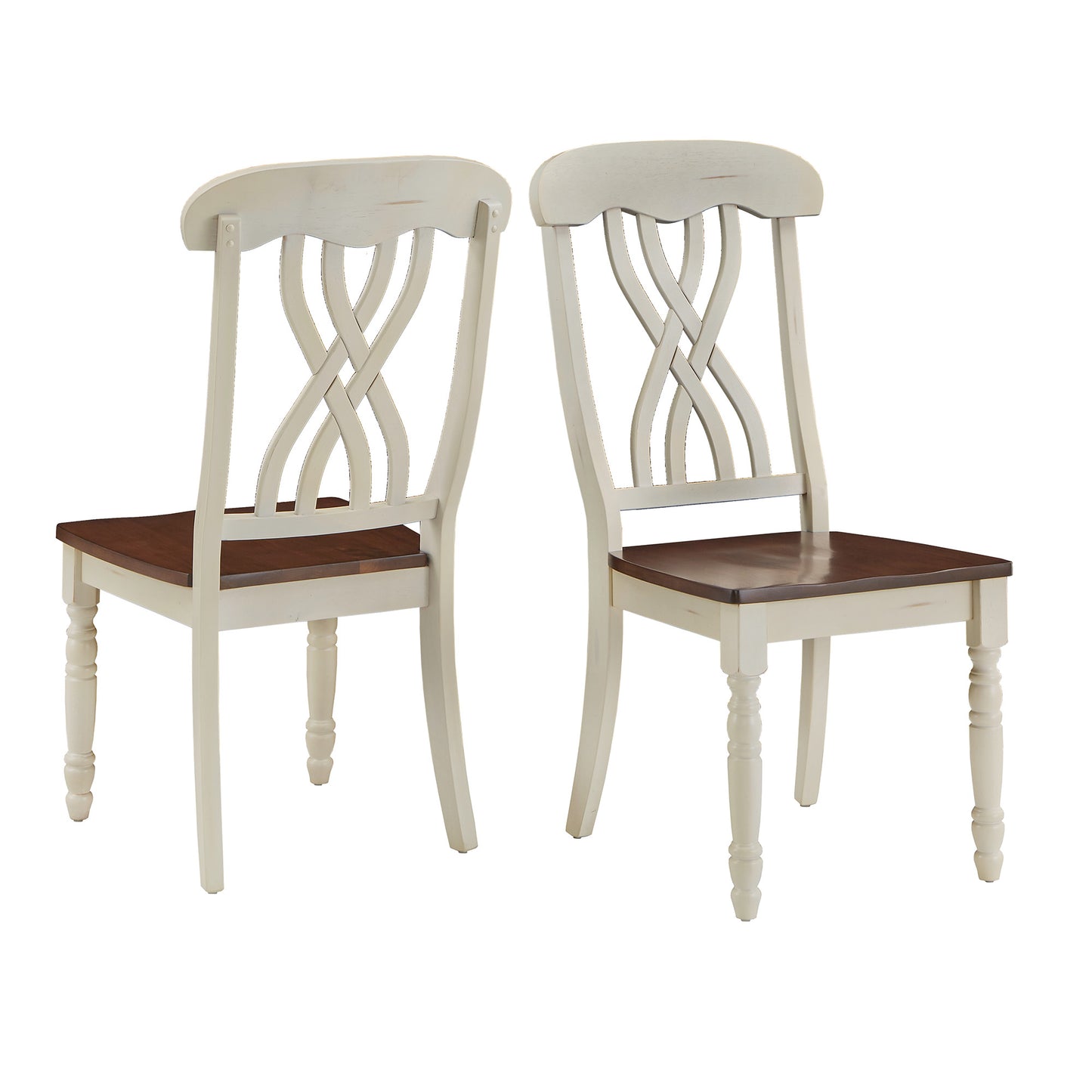 Two-Tone Antique Dining Chairs (Set of 2) - Antique White, Cross Back