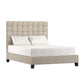 Button Tufted Linen Upholstered Platform Bed - Beige, Full