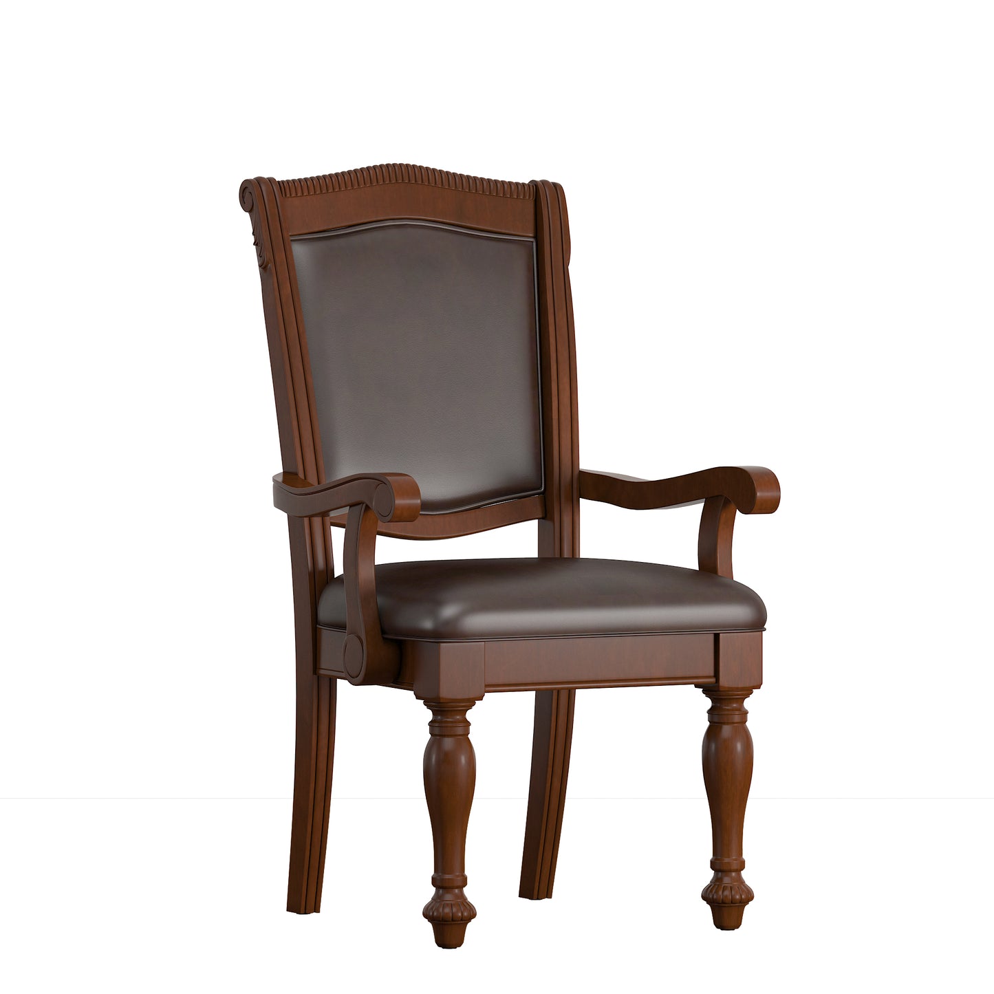 Brown Faux Leather Dining Chairs (Set of 2) - Arm Chairs