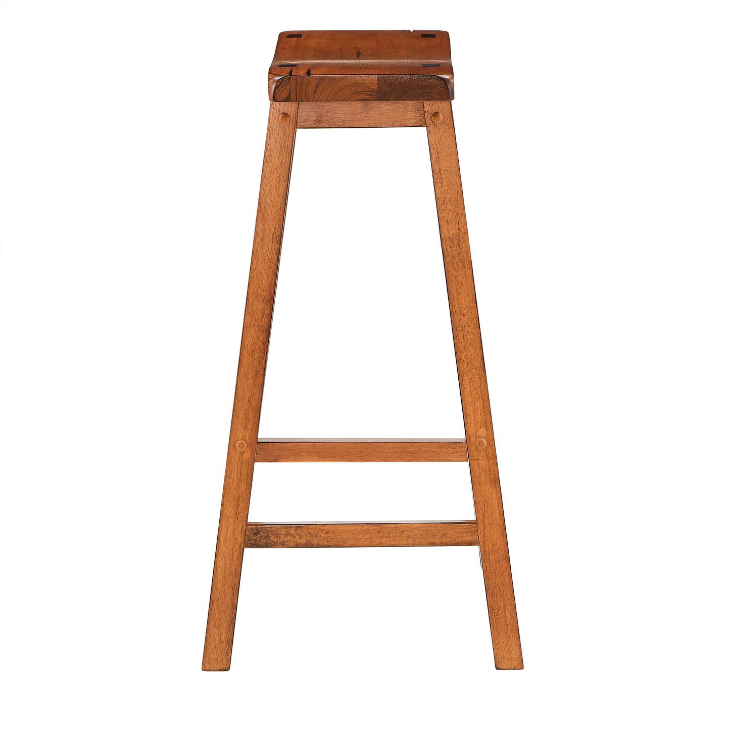 Saddle Seat 29" Bar Height Backless Stools (Set of 2) - Honey Oak Finish