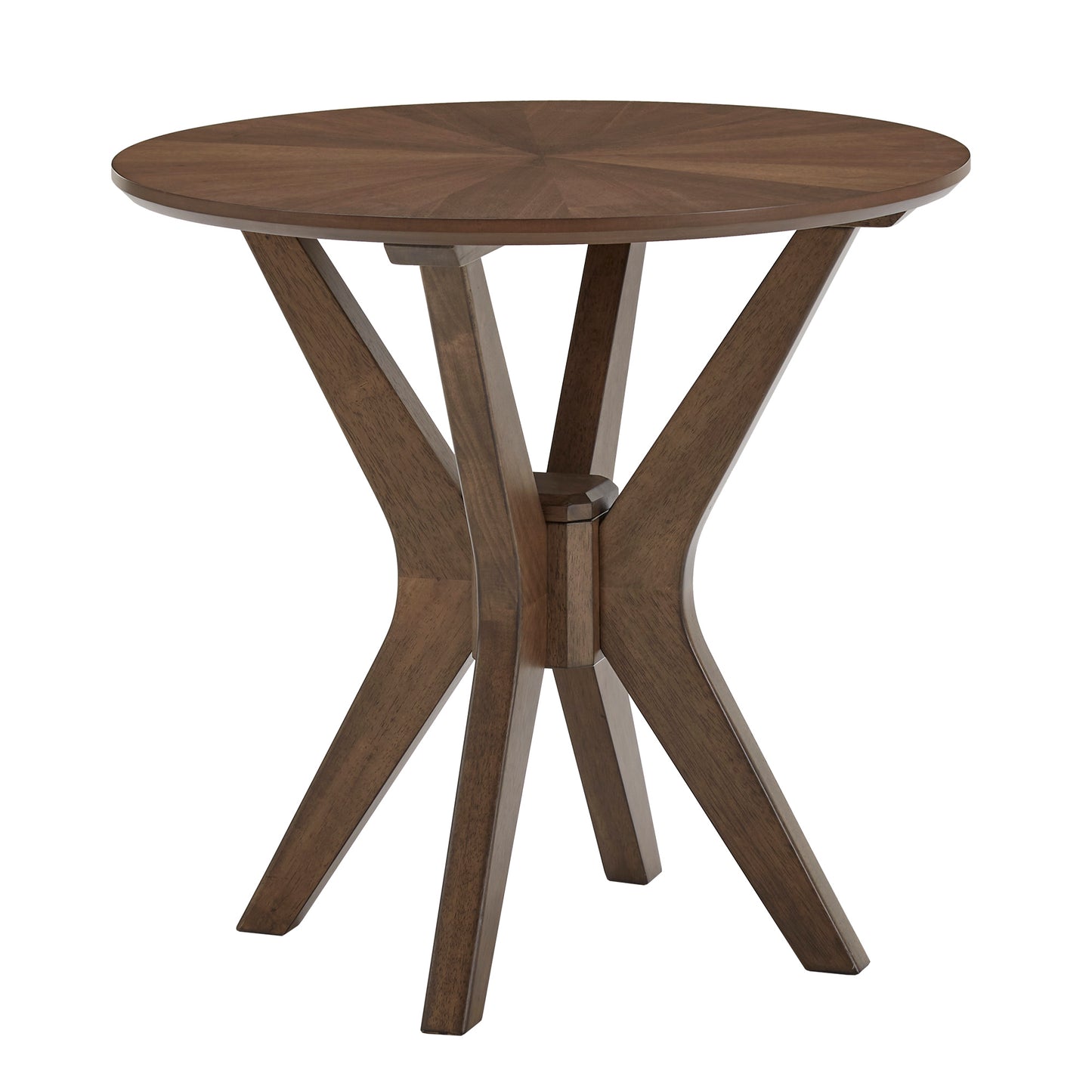 Mid-Century Walnut Finish Round End Table